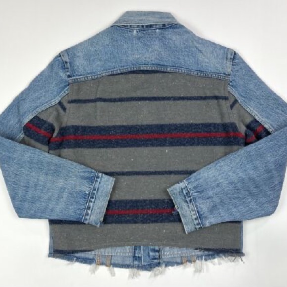 Levi's® Premium BLANKET BACK TRUCKER JACKET - BIG BLANKET DECONSTRUCTED - Blue - Picture 13 of 14